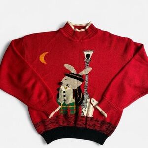 Vintage red gentleman bunny sweater
